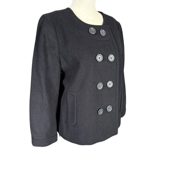 J. Crew women's black fully lined double breasted long sleeve coat - Picture 2 of 8